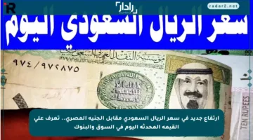 ارتفاع جديد في سعر الريال السعودي مقابل الجنيه المصري.. تعرف على القيمة المحدثة اليوم في السوق والبنوك